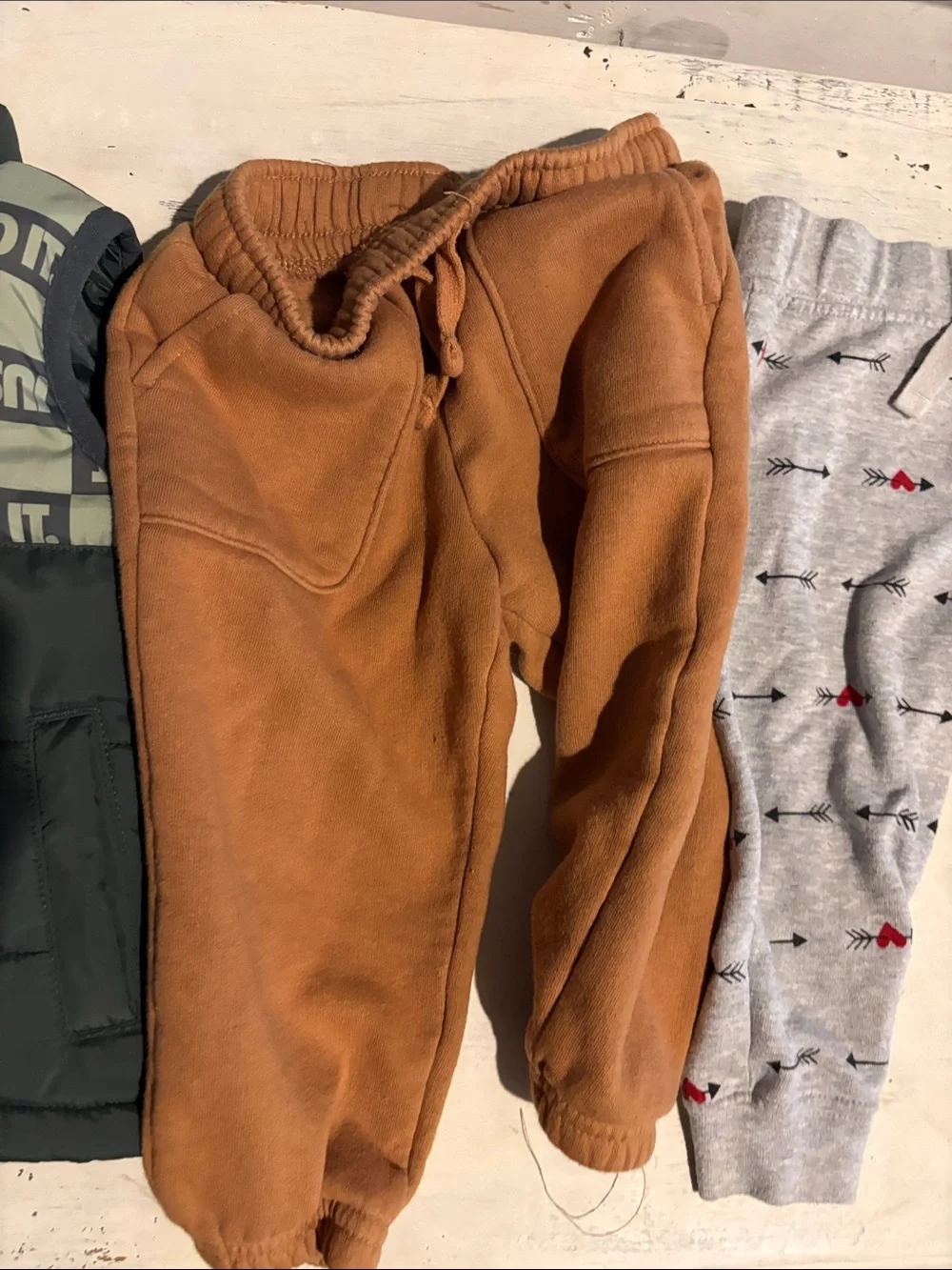 Bundle! 2 Pants & Nike Green Puffer Vest with 'Just Do It' Checker Print
